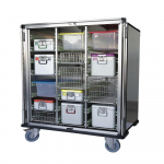 Chariot armoire en acier inox à sections verticales pour conteneurs STE