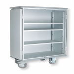 Chariot avec étagères réglables en hauteur et pare-chocs supérieur