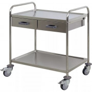 Chariot de soins avec deux tiroirs en acier inoxydable Chariot de soins avec deux tiroirs en acier inoxydable