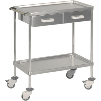 Guéridon inox 73 x 42 cm avec 2 tiroirs Hidemar