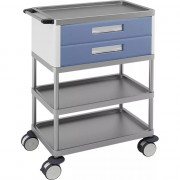 Chariot multifonction avec deux tiroirs, deux étagères et un plan de travail Chariot multifonction avec deux tiroirs, deux étagères et un plan de travail