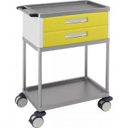 Chariot multifonction avec deux tiroirs, une étagère et un plan de travail Chariot multifonction avec deux tiroirs, une étagère et un plan de travail