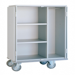 Chariot armoire avec étagères amovibles et penderie 