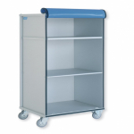 Chariot armoire avec étagères rabattables et rideau plastifié