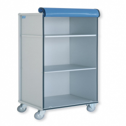 Chariot armoire avec étagères rabattables et rideau plastifié 