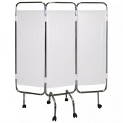 Paravent 3 panneaux avec tube rond chromé et roulettes Paravent 3 panneaux avec tube rond chromé et roulettes