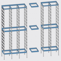 Rayonnage avec sections verticales aptes pour les bacs
