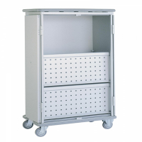 Chariot armoire avec 2 étagères rabattables 