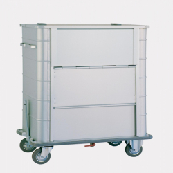 Chariot conteneur avec couvercle, parois avant et pare-chocs 