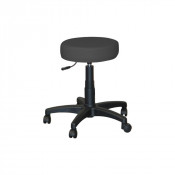 Tabouret à roulettes réglable en similicuir.