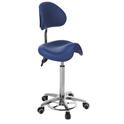Tabouret derby base aluminium avec dossier