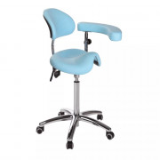 Tabouret Ecopostural derby avec base chromée et dossier Tabouret Ecopostural derby avec base chromée et dossier