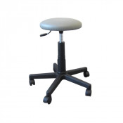 Tabouret gris à roulettes en similicuir lavable