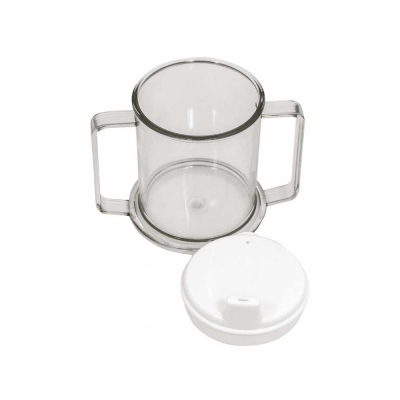 Verre avec 2 anses en plastique transparent