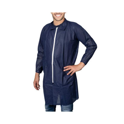 Blouse d’Hygiène à Usage Unique avec fermeture ZIP -  Bleu Blouse d’Hygiène à Usage Unique avec fermeture ZIP -  Bleu